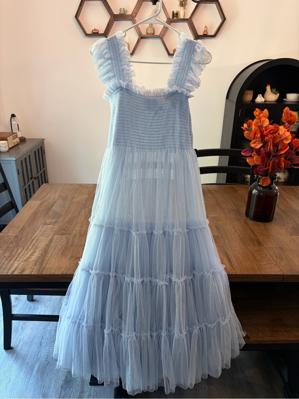Hill House The Nap Dress~Light Blue Ruffled Strap Tulle Gown (NEW)